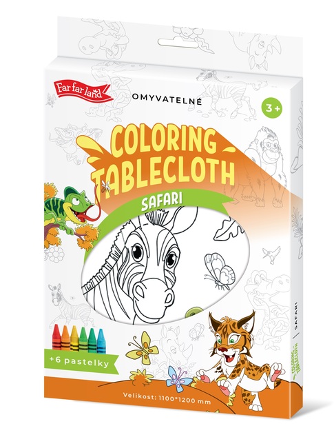 Vyfarbovací obrus s pastelkami - Safari