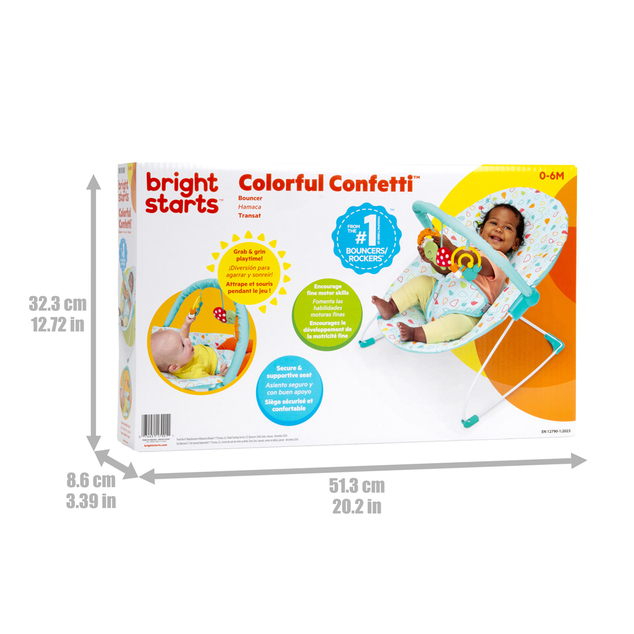 BRIGHT STARTS Transat avec jouets Colorful Confetti™ Bouncer, 0m+