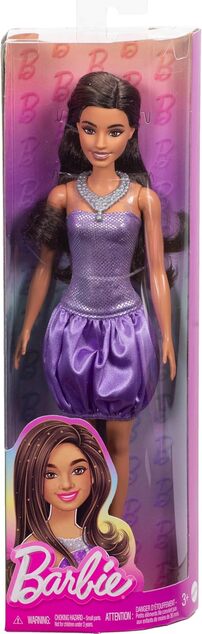 Mattel Barbie modelka Fialové šaty s balónovou sukňou