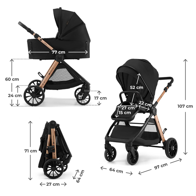 KINDERKRAFT Kombikinderwagen Vesto 2 3in1 Schwarz