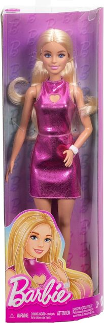 Mattel Barbie modelka Lesklé šaty so srdiečkom