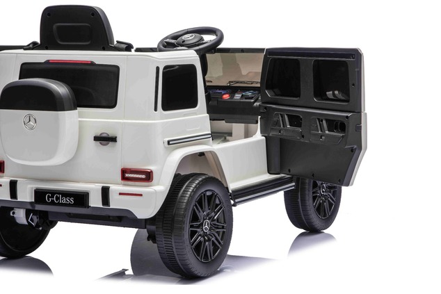 Auto elettrico Mercedes G580 12V, bianco, telecomando 2,4 GHz, Bluetooth, USB /