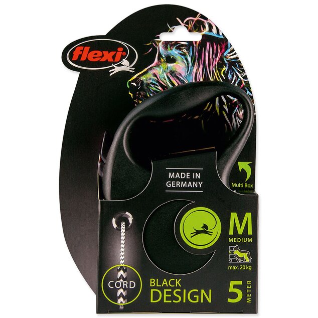 Vodítko Flexi Black Design lanko M čierne 5m