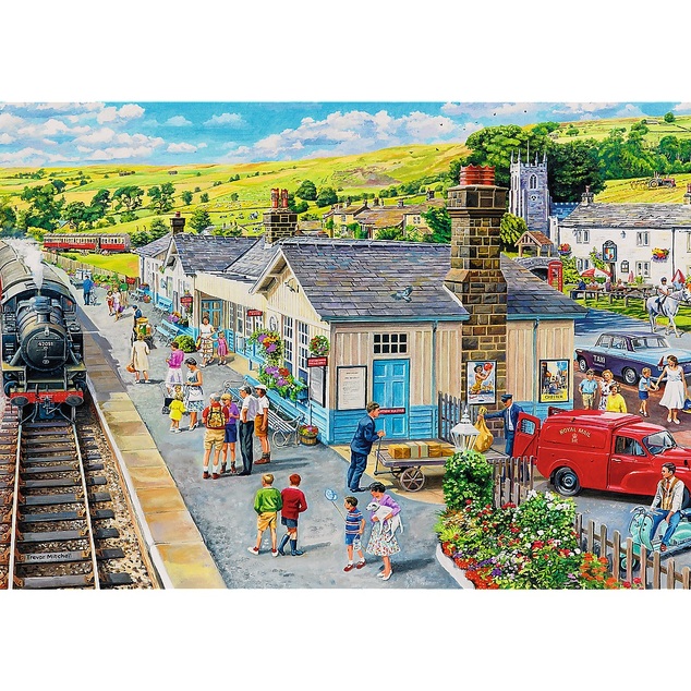Trefl Puzzle 1000 Premium Plus - Čajový čas: Dedinská stanica