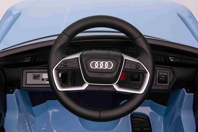 Elektrické autíčko Audi E-tron Sportback 12V, modré, široké jednomiestne sedadlo