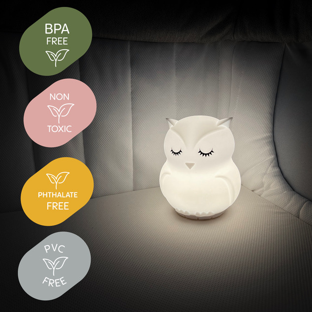 Silikónová nočná LED lampa veľkosť M, Owl