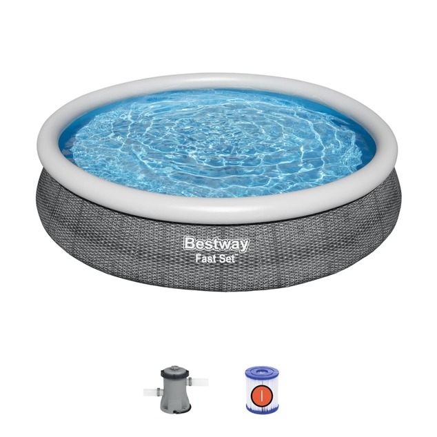 Nafukovací bazén Fast Set šedý, kartušová filtrácia, 3,66m x 76cm