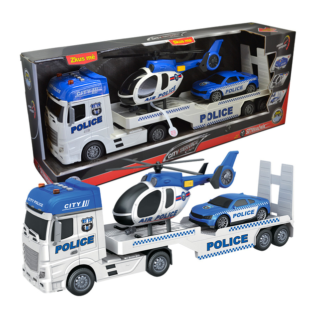 CITY SERVICE CAR - 1:12 Policajný ťahač s vrtuľníkom a autom