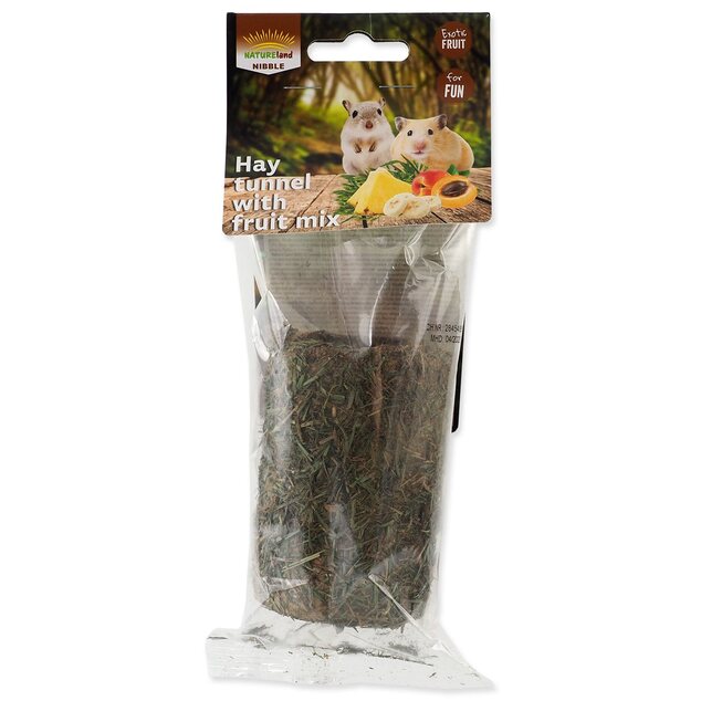 Pochúťka Tunel Nature Land Nibble zo sena plnená ovocím 125g