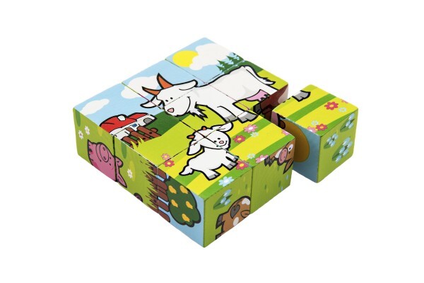 Kocky kubus Moje prvé zvieratká drevo 9x9x3cm 9ks