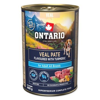 Konzerva Ontario Adult teľacie paté s príchuťou kurkumy 400g