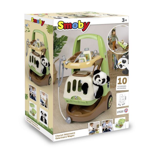 Smoby Veterinárny vozík s pandou a prepravným boxom 2v1