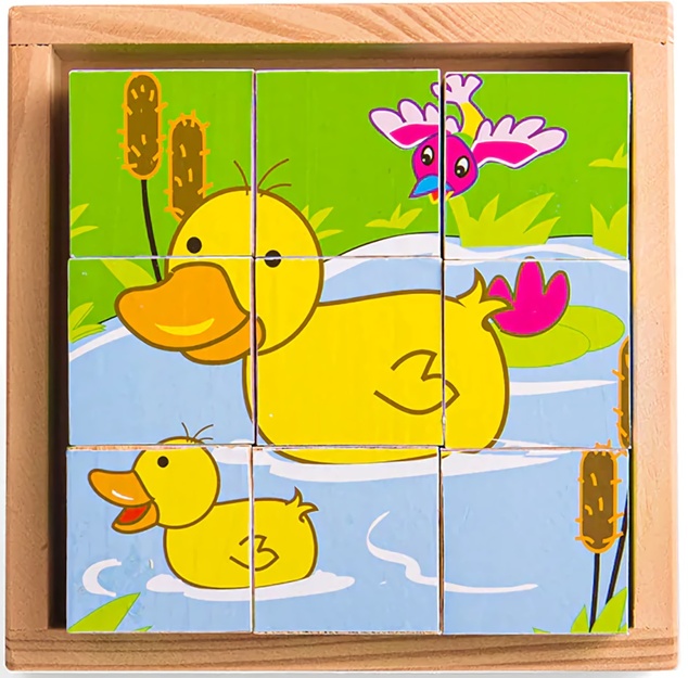 Bigjigs Toys Obrázkové kocky kubusy Zvieratká 9 kociek
