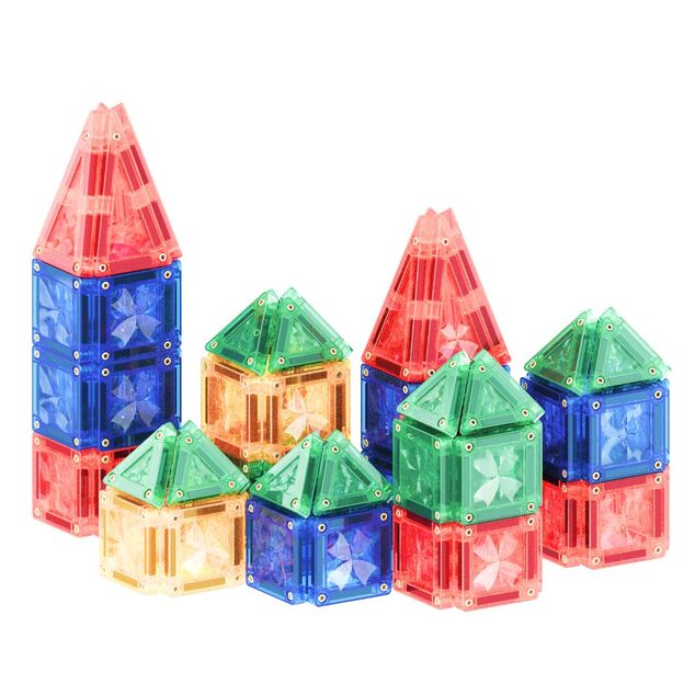 Cleverclixx Magnetická stavebnice Mini Tiles Pack Intense – 28 ks