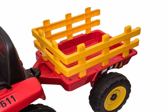 Elektrický Traktor WORKERS s vlečkou, červený, Pohon zadných kolies, 12V batéria