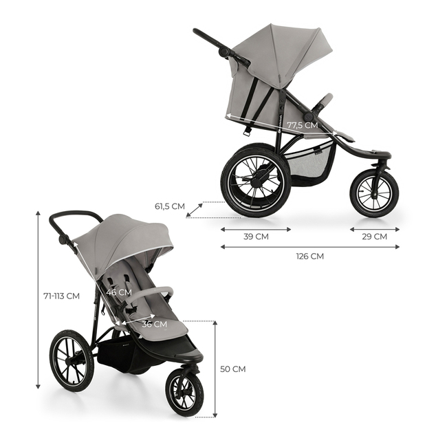KINDERKRAFT Kočík športový a na behanie Helsi2 Grey