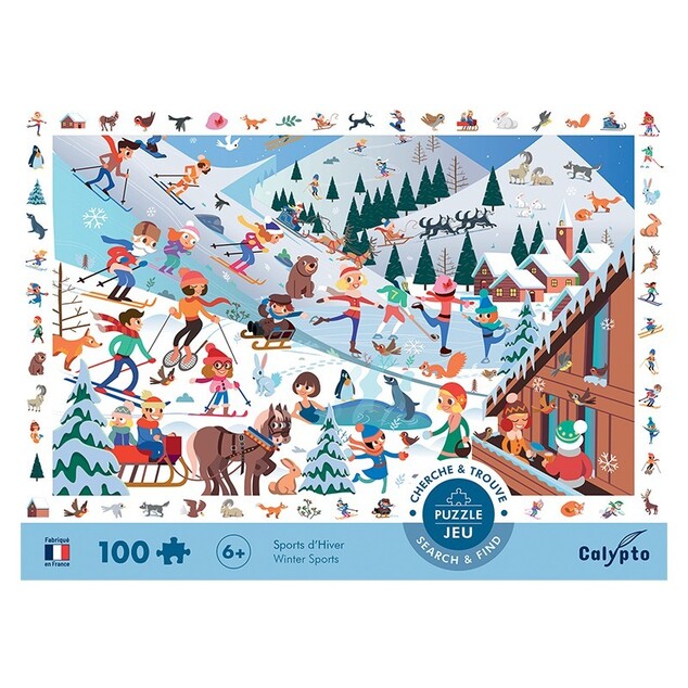 SENTOSPHERE Puzzle pentru copii Caută și găsește Sporturi de iarnă 100 piese