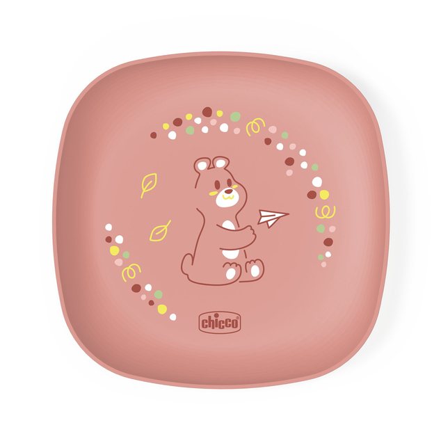 CHICCO Set za jelo - zdjelica i tanjur pink 12m+