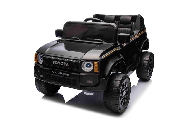 Elektrické autíčko Toyota Landcruiser 12V, čierne, široké jednomiestne sedadlo, 2,4 GHz di