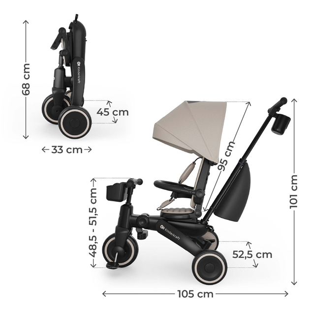 KINDERKRAFT Trojkolka Jazz 3 Beige, 9m+