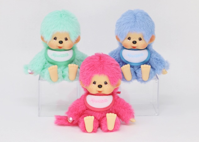 Monchhichi Mončiči colori (rosa lampone, verde menta, blu) 14cm