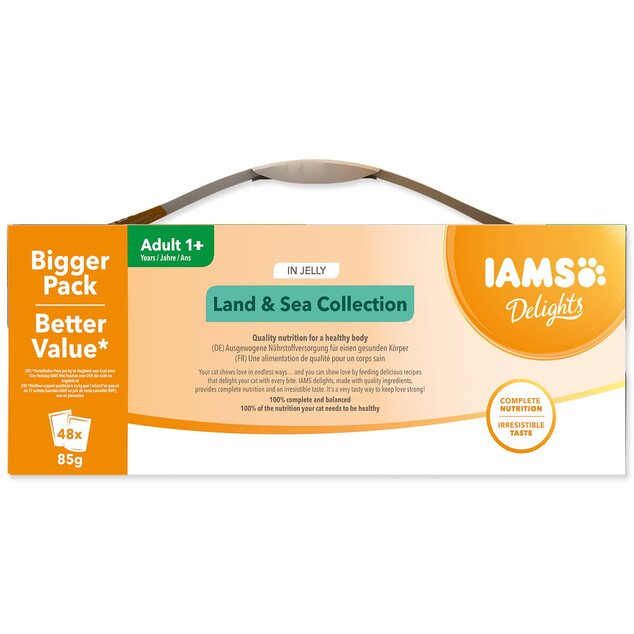 Kapsička IAMS Delights morské a suchozem.mäso v želé multipack (48x85g)  4080g