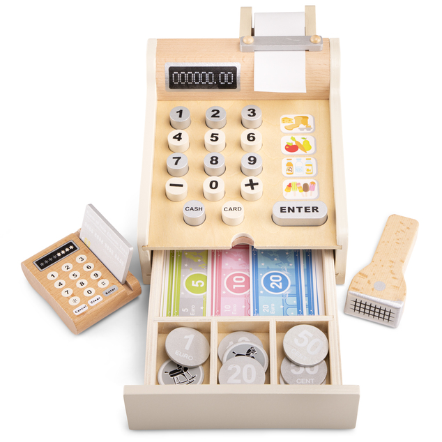New Classic Toys Drevená detská pokladňa s doplnkami