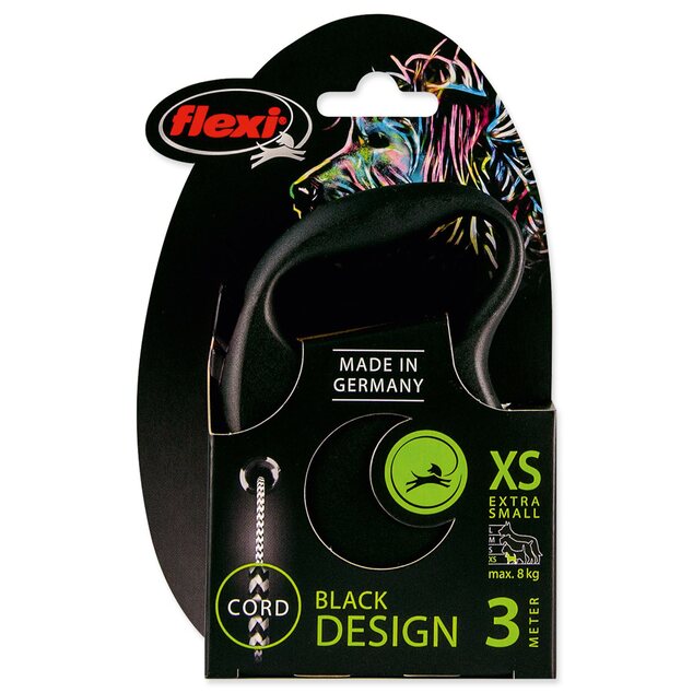 Vodítko Flexi Black Design lanko XS čierne 3m