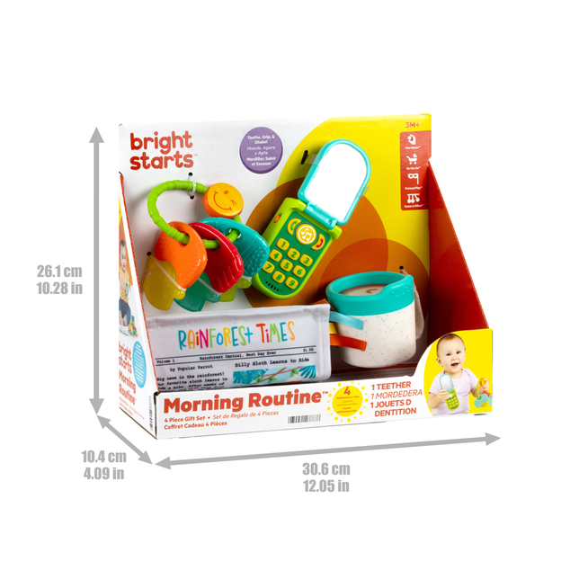 BRIGHT STARTS Set regalo per lo sviluppo sensoriale Morning Routine™, 3m+
