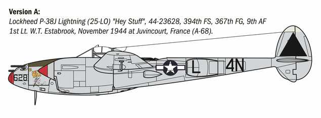 Model Kit letadlo 2834 - P-38J E.T.O. (1:48)