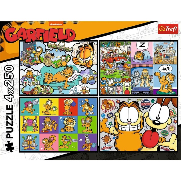 Trefl Puzzle 4x250 Garfield nemá rád pondelky