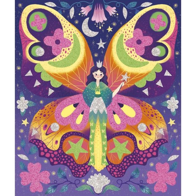 Janod Atelier Maxi Set creativ Autocolante din spumă și nisip strălucitor Zâne magice