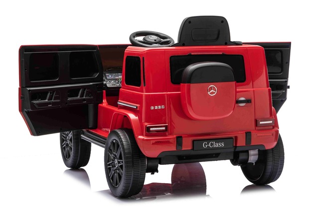 Auto elettrica Mercedes G580 12V, rosso, telecomando 2,4 GHz, Bluetooth, USB