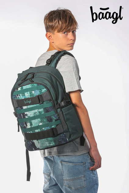 BAAGL SET 5 Skate Forest: Rucksack, Federmäppchen, Sporttasche, Gürteltasche, Laptop-Hülle