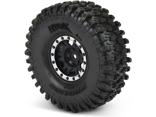 Pro-Line kerék 1,9", Hyrax Predator gumi, Impulse H12 fekete-ezüst tárcsa (2)