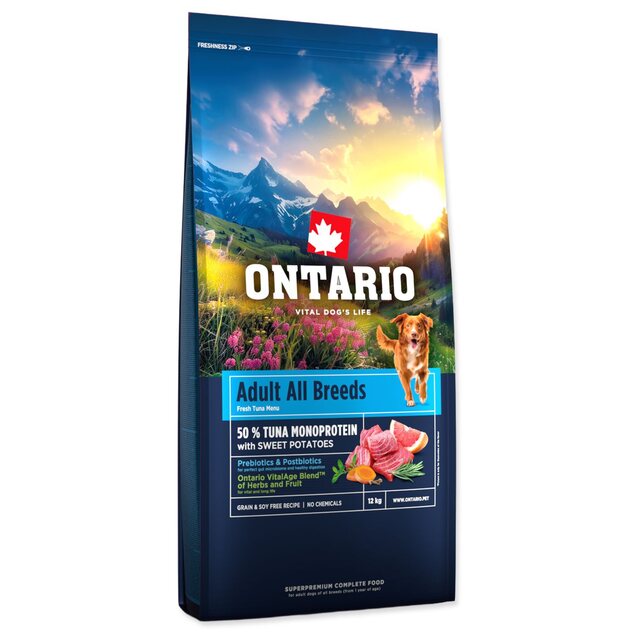 Krmivo Ontario Adult All Breeds Monoprotein Tuna &amp; Sweet Potatoes 12kg