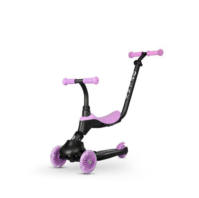 QPLAY Kolobežka / odrážadlo Sema Evo s LED svetlami Violet, vek 1 - 6 rokov, do 50 kg