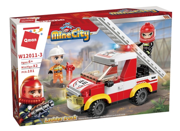 Qman Mine City Fire Line W12011-3 Автомобил с стълба