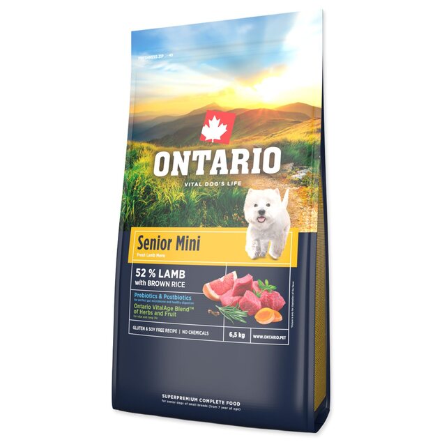 Krmivo Ontario Senior Mini Lamb &amp; Brown Rice 6,5kg