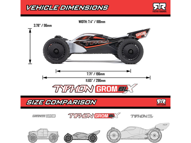 Arrma Typhon Grom 223S BLX 1:14 4WD RTR Basic srebrna
