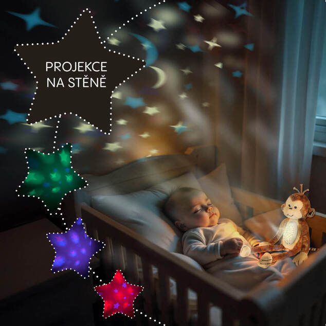 Plyšový detský spáč s projektorom a melódiami, Raccoon