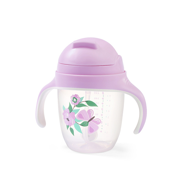 BABYONO Lernbecher mit Strohhalm Schmetterling 6m+