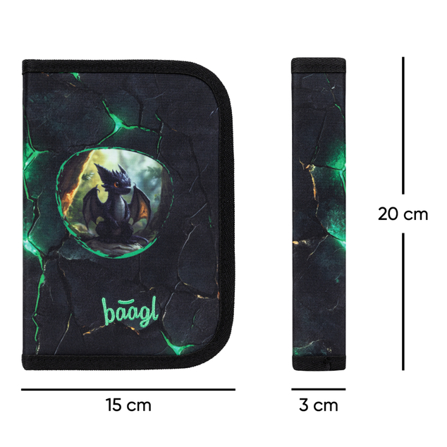 BAAGL SET 3 Zippy Draghi: cartella, astuccio, sacchetto
