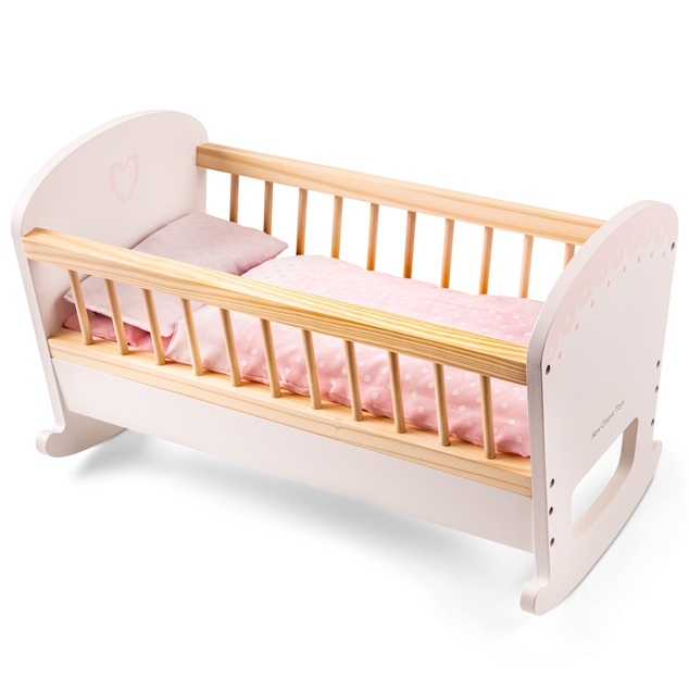 New Classic Toys Drevená kolíska pre bábiky s matracom, vankúšom a paplónom