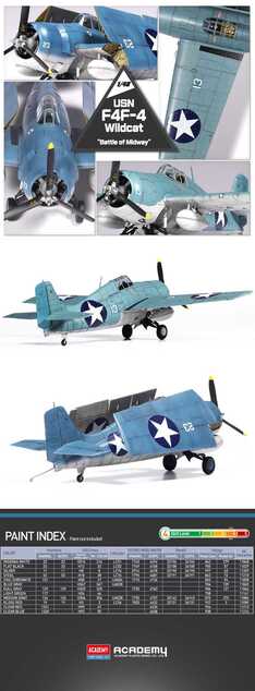 Modellbausatz Flugzeug 12355 - USN F4F-4 Wildcat "Schlacht um Midway" (1:48)