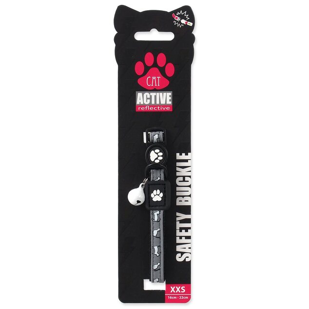 Obojok Active Cat Reflective XXS čierny 1x16-22cm