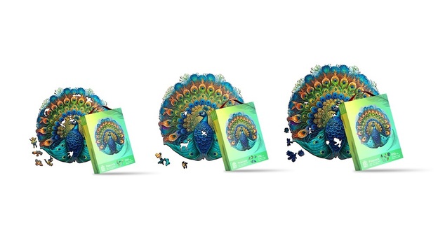 EscapeWelt Drevené puzzle Páv 200 dielikov