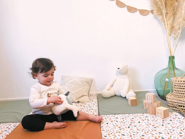 Tappetino da gioco pieghevole imbottito per bambini 5 in 1, Terazzo