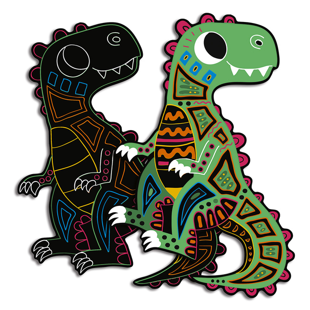 Janod Atelier Set Creativo Mini Immagini da Grattare Dinosauri 5+