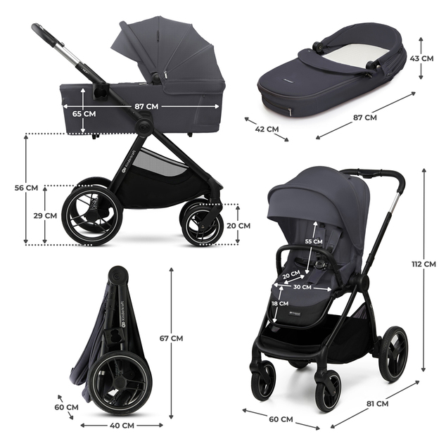 Kinderkraft Kočík kombinovaný Nea 2 2v1 Dark Grey